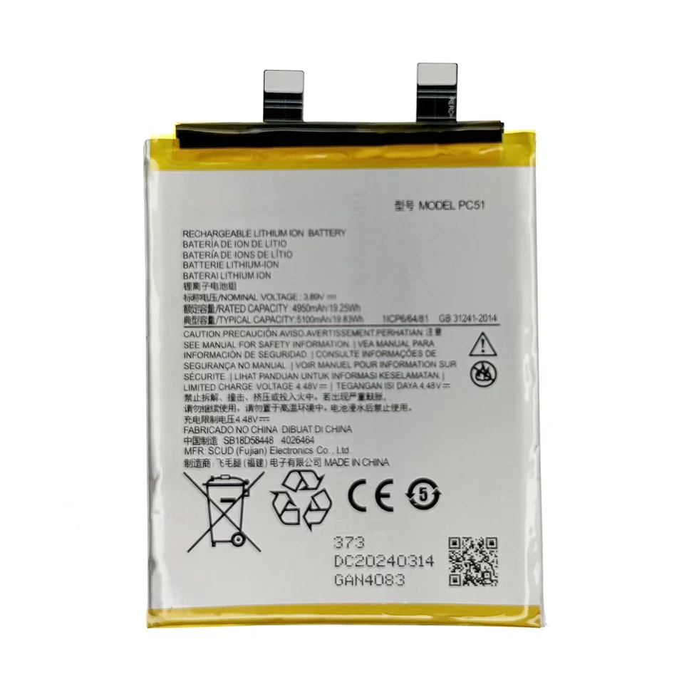 Batería 5100mAh PC51 100% genuina para Motorola Edge+ (2023) X40 Teléfono móvil Baterías de repuesto Batería 5