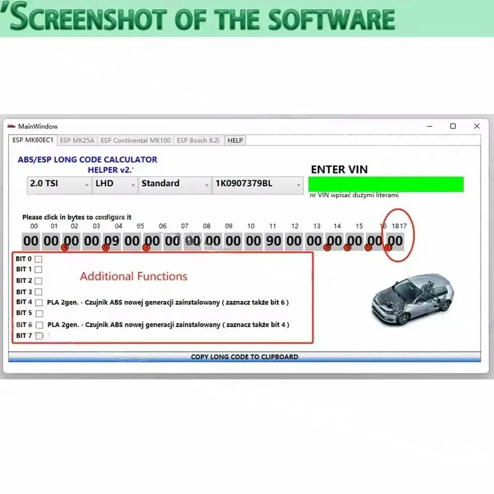 

ABS ESP Calculadora de código largo Lector de código Escáner de software de diagnóstico herramientas de inspección automotriz Ca