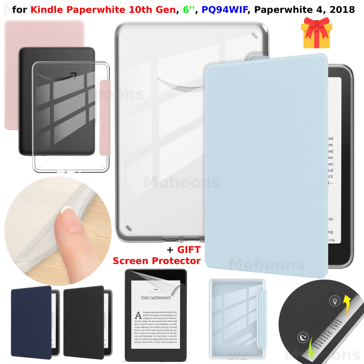 For Kindle Paperwhite 10th Gen Case + Screen Protector PQ94WIF 6