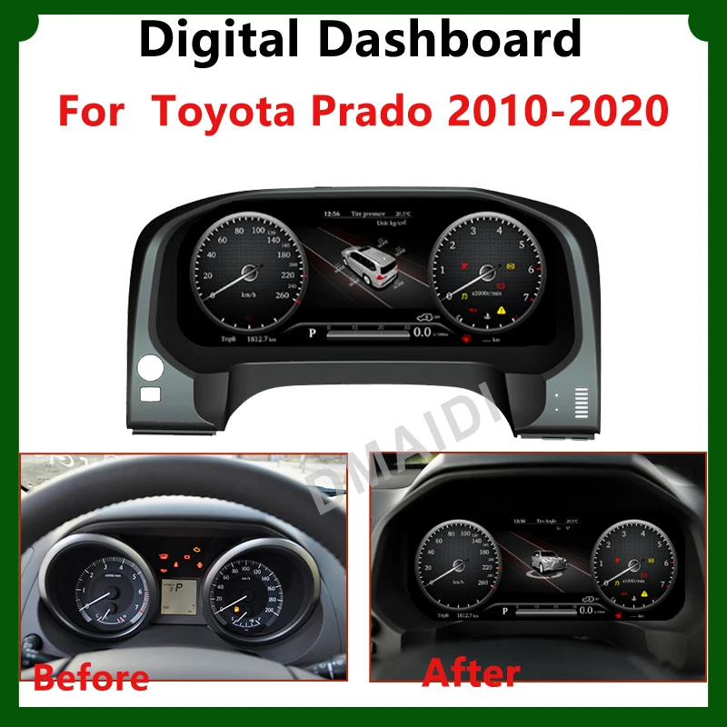 For Toyota Land Cruiser Prado 2010-2019 LCD Dashboard With Linux System Cluster Panel Modified And Upgraded Speedometer