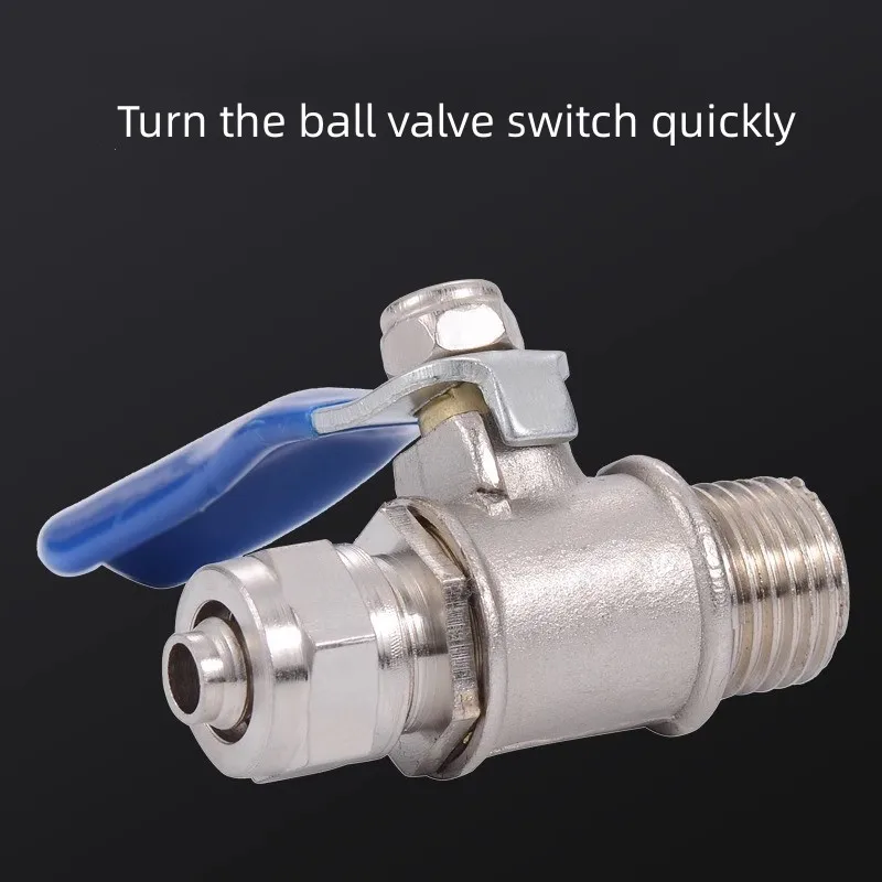 Quick Screw Ball Valve, G 1/4 on-off Valve, 2 Extra Thread Insert, 6mm, 8mm, 10mm, trachea 6-02/10 -02