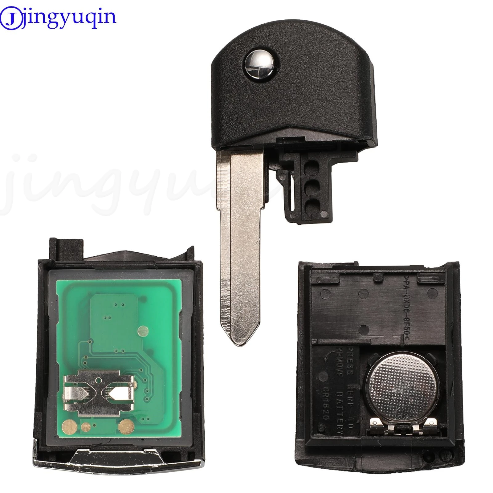 Jingyuqin pliant clé à distance démarreur de voiture 3 bouton 433MHz 4D63 puce pour Mazda 2 / 3 / 5 / 6 / MX5 / CX7 (SKE126-01)