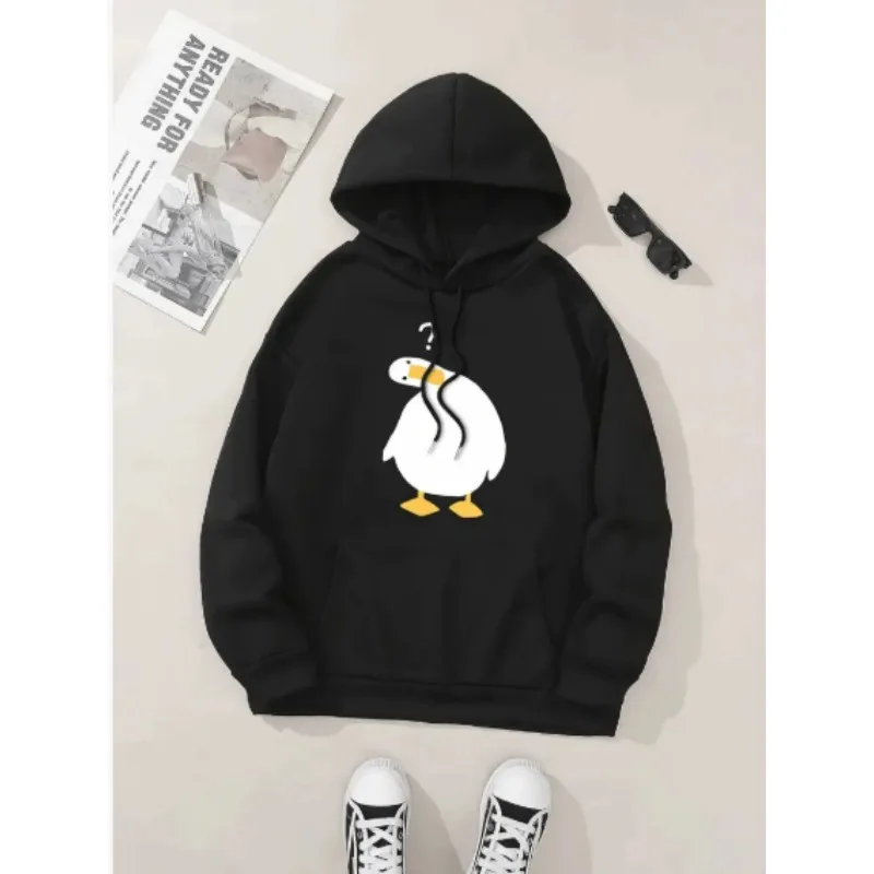 Cute Crooked Duck Printed Hoodie Hoodie Women's Autumn Winter Top Round Neck Long Sleeve Female Fashion Causal Clothing