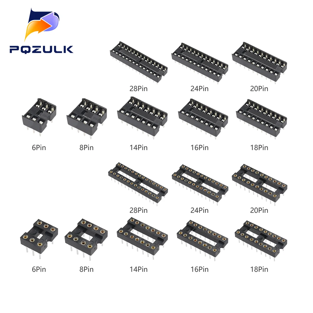 66PCS DIP IC Sockets Adaptor Solder Type Socket Kit 6,8,14,16,18,20,24,28 Pin for arduino PCB Diy Kit