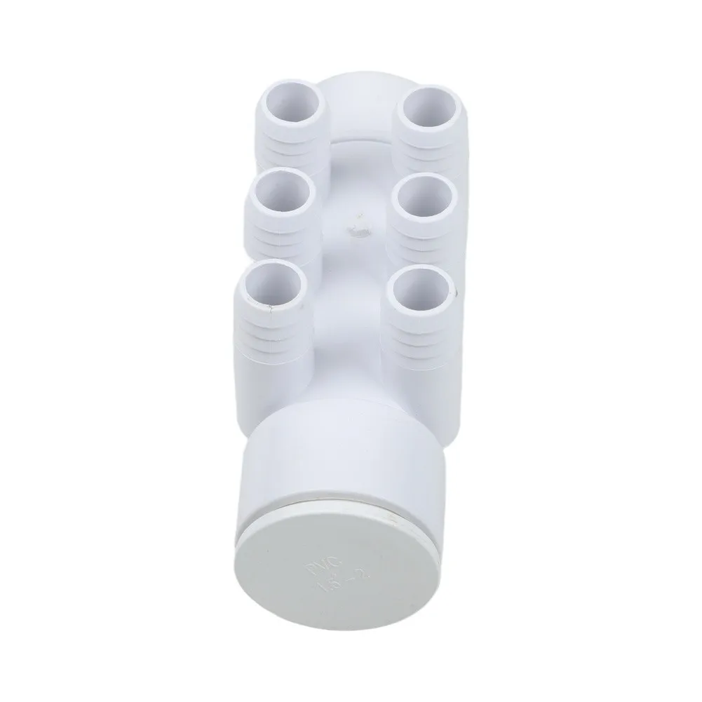 PVC Water Distributor Spa Water Manifold High Flow Rate Easy Installation Balanced Distribution White Finish Six Port Design