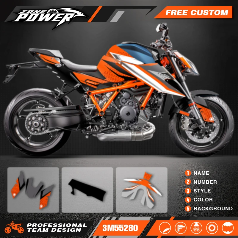 PowerZone Custom Team Graphics Backgrounds Decals For Stickers Kit For KTM 2020 2021 2022 Super Duke 1290 S R Motorcycle 04