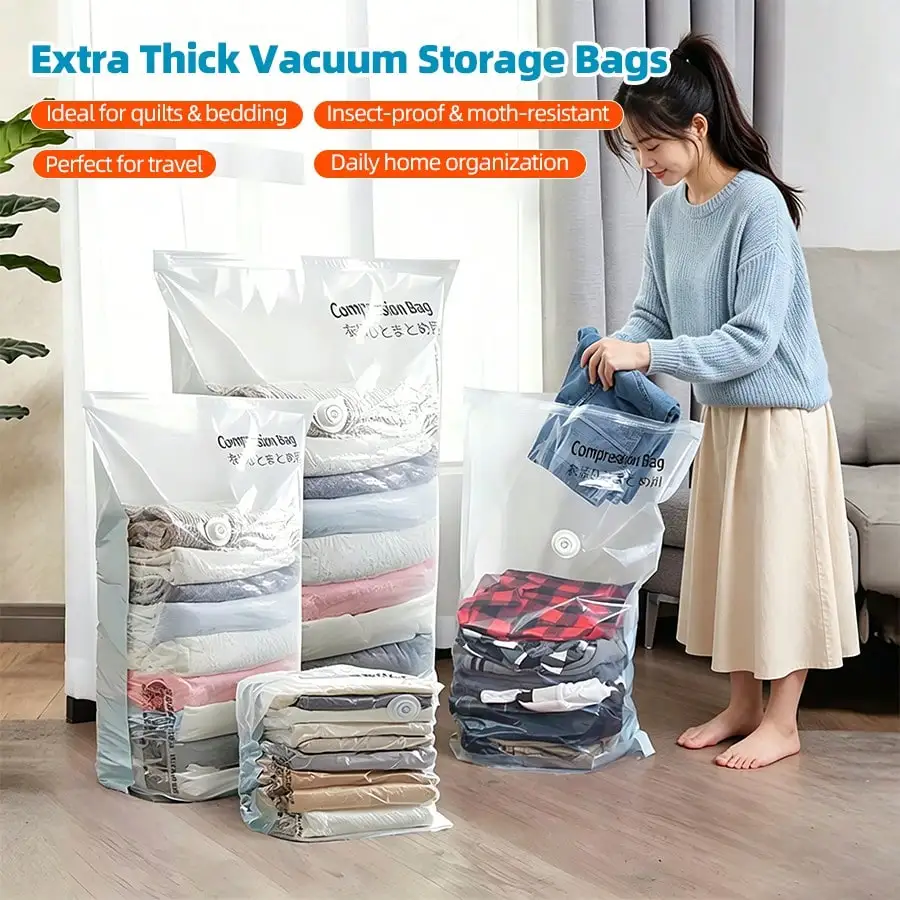 1pc 3D Vacuum Storage Bag, Large Capacity Space Saver Compression Sack for Clothes & Blanket – Home Organizer