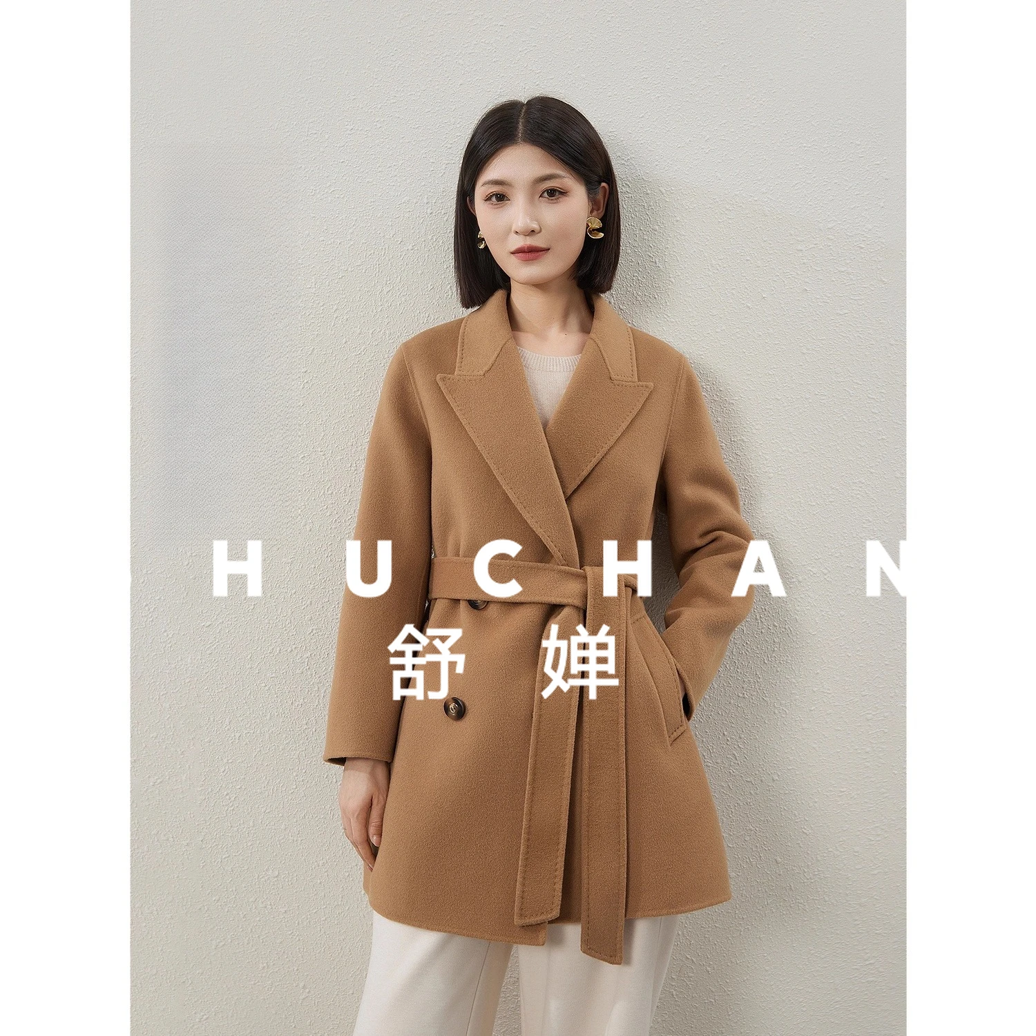 

Двустороннее пальто из кашемировой шерсти среднего и длинного цвета на шнуровке с поясом Casacos De Inverno Feminino Frete Grátis