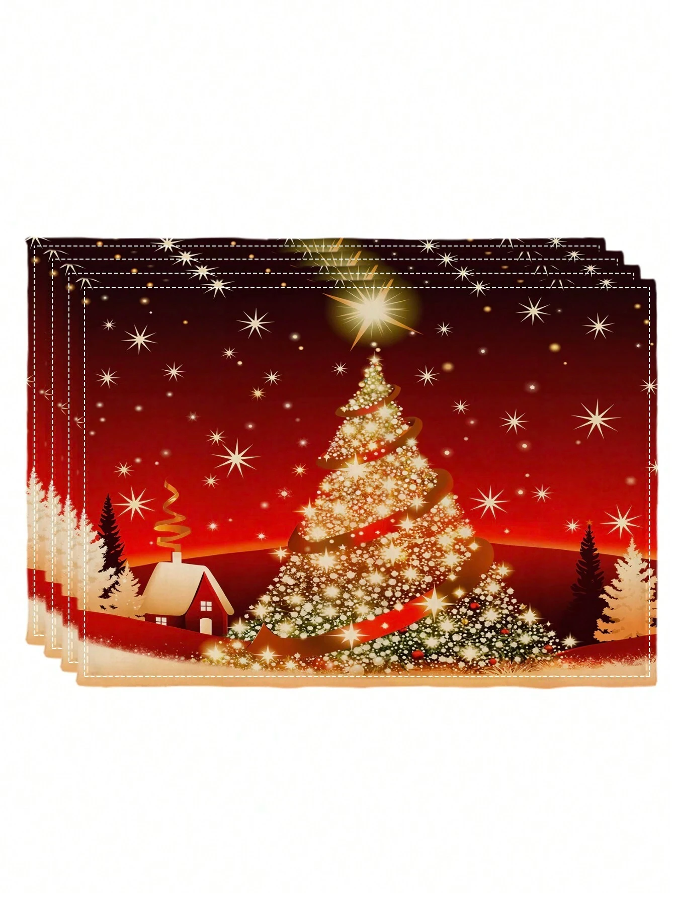 2/4/6 قطعة من مفارش شجرة عيد الميلاد والكتان على شكل ندفة الثلج |   مقاومة للحرارة، غير قابلة للانزلاق، قابلة للغسل |   مطبخ عطلة مستطيل