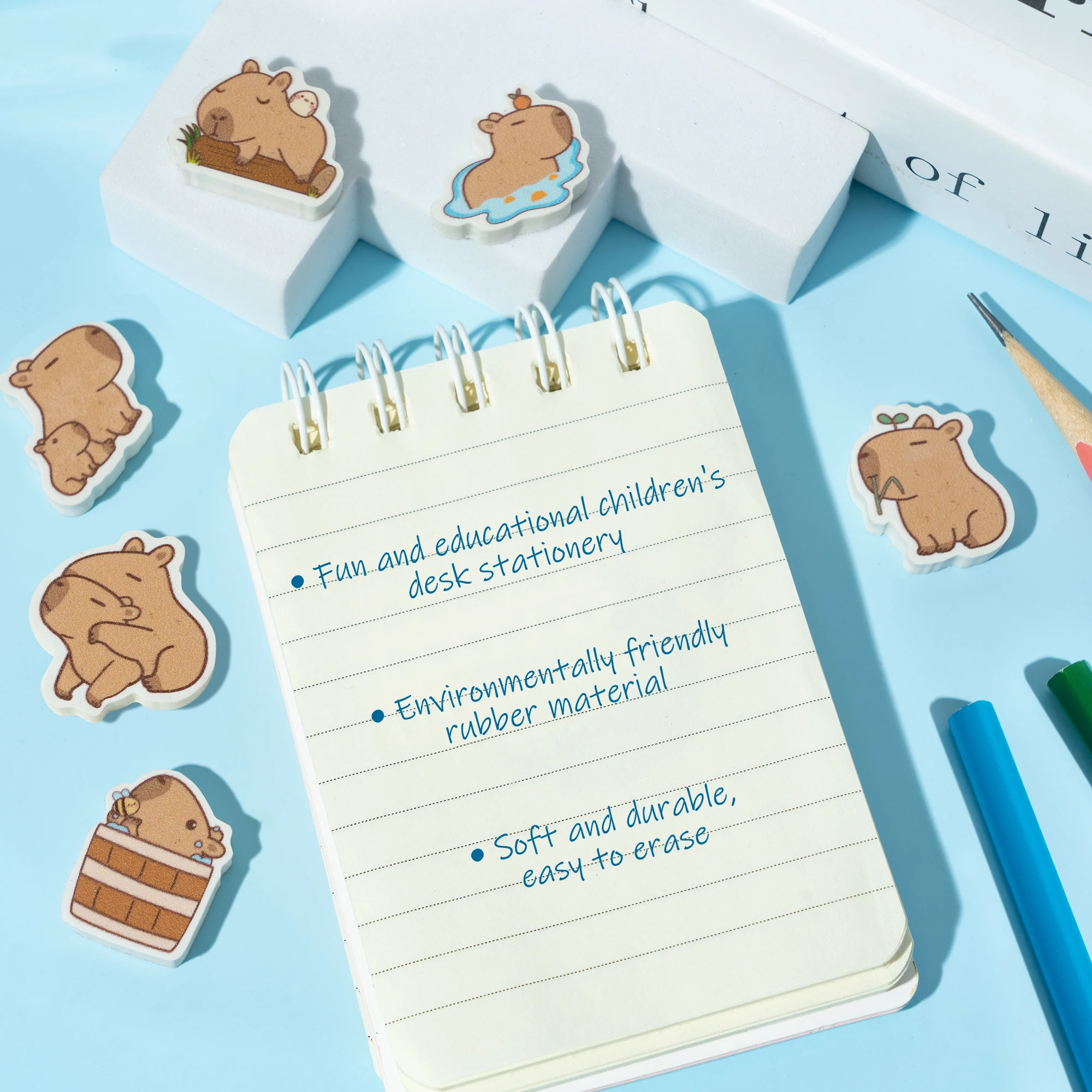 Eraser 60 sets of Capybara mini combination creative cartoon cute kindergarten stationery for primary school children reward