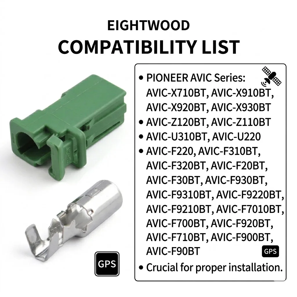 Eightwood Car Accessories Green AVIC Crimp Jack RF Coaxial Connector Adapter for HRS Pioneer Connector GPS Antenna GPS Tracker