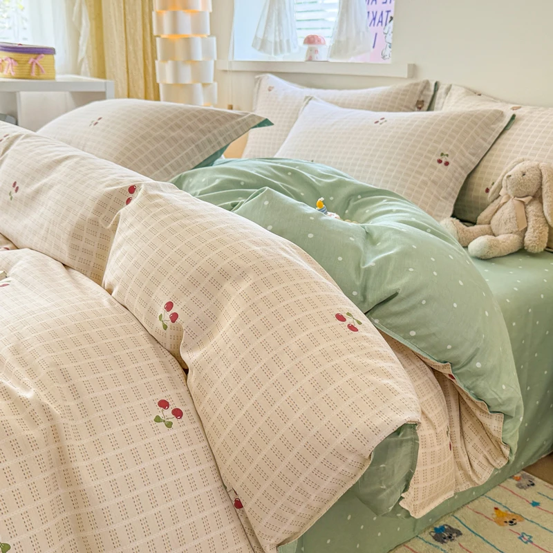 100% Cotton Duvet Cover Set Bedding Set 3 Piece Comforter Cover Wrinkle Resistant Machine Washable, 1 Duvet Cover 2 Pillowcases