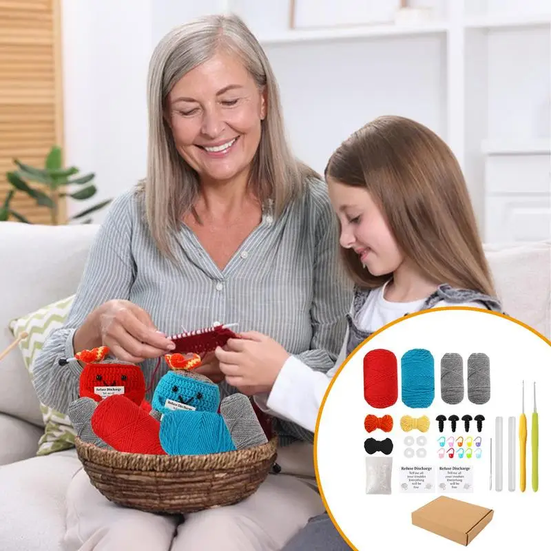 

Эмоциональная поддержка, набор для вязания крючком, вязаная крючком мусорная кукла, огненная кукла, эмоциональная поддержка, вязаная крючком кукла с позитивной картой, ручная работа