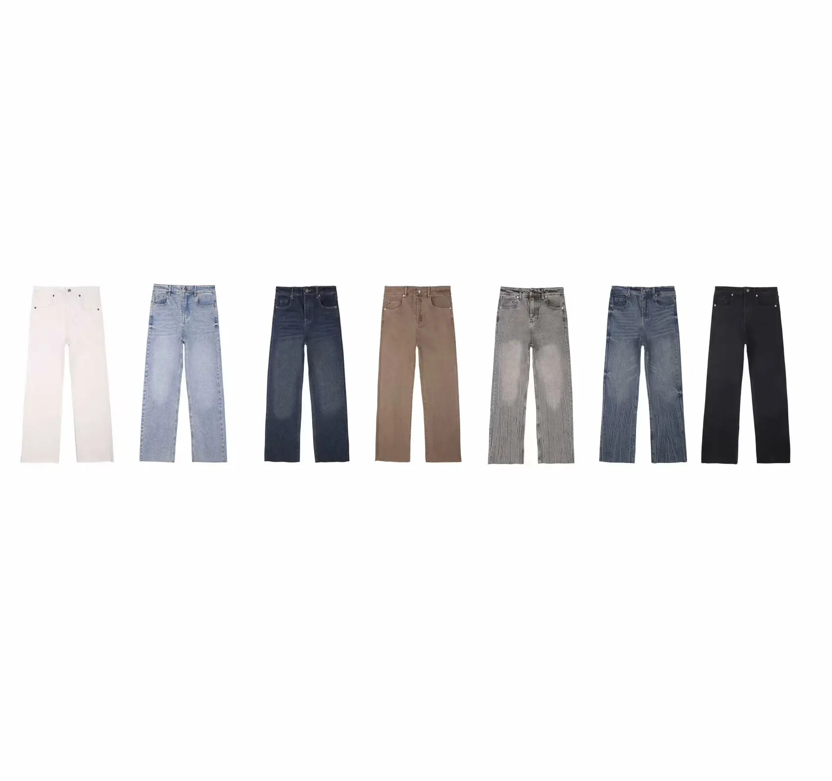 

2025 Women's Fashion Pocket Decoration Multi color Casual Micro flared jeans Retro High waisted Zipper Female Ankle Denim Pants