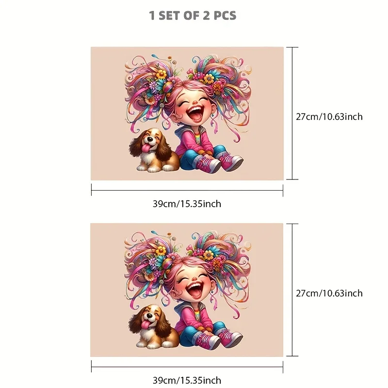 2 Pieces Made of PVC Material Cute and Happy Patterns Laptop Skin Fits for 12-15.6 Inches DIY Cut To Your Own Style