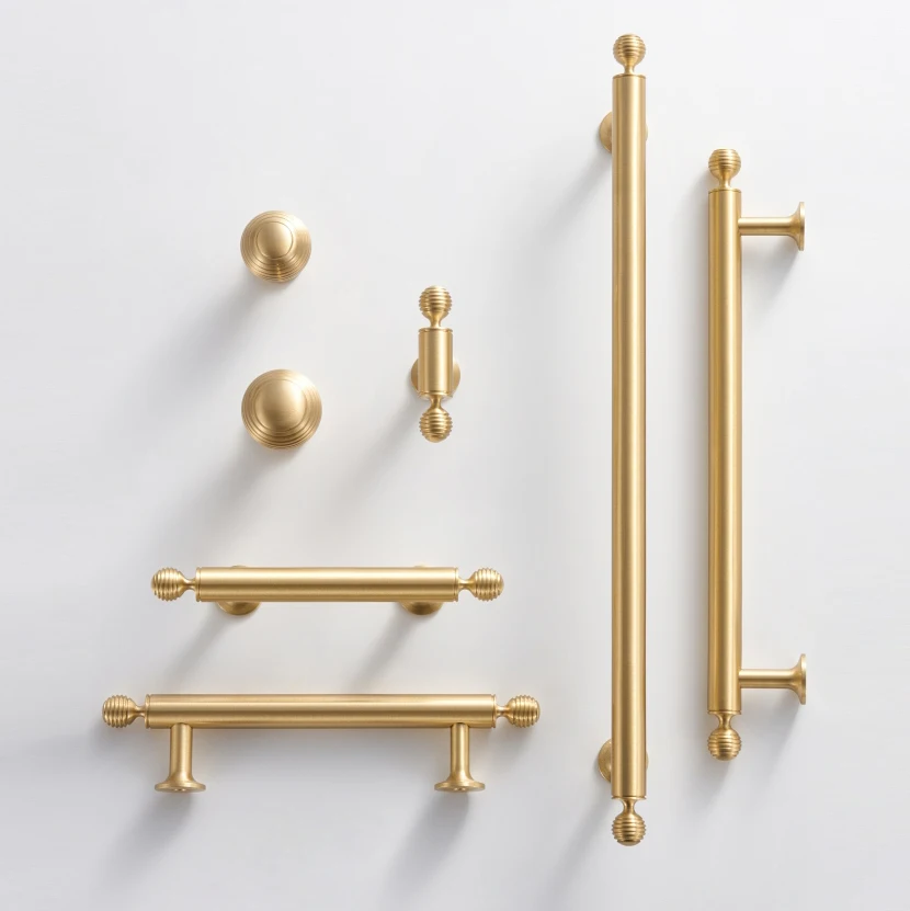 French Luxury Solid Brass Kitchen Cabinet Furniture Drawer Cabinet Door Handle Round Knobs T-Bar Wardrobe Pull