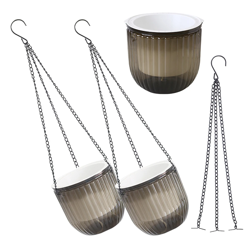 

3 Pcs Resin Flower Pot Large Diameter Self Watering Hanging Planter for Plants Decor Garden Balcony Yard Sunproof Durable