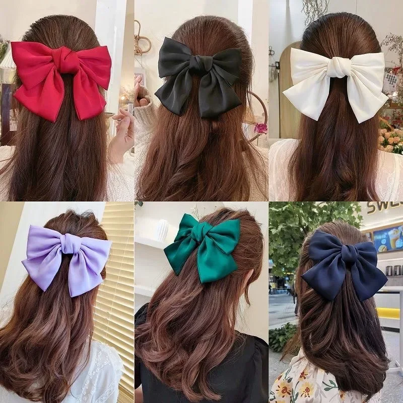 6Pcs Fashion Ribbon Bow Hair Clips for Women Big Large Bow Hairpins Girls Bowknot Hair Clip Barrettes Women Hair Accessories