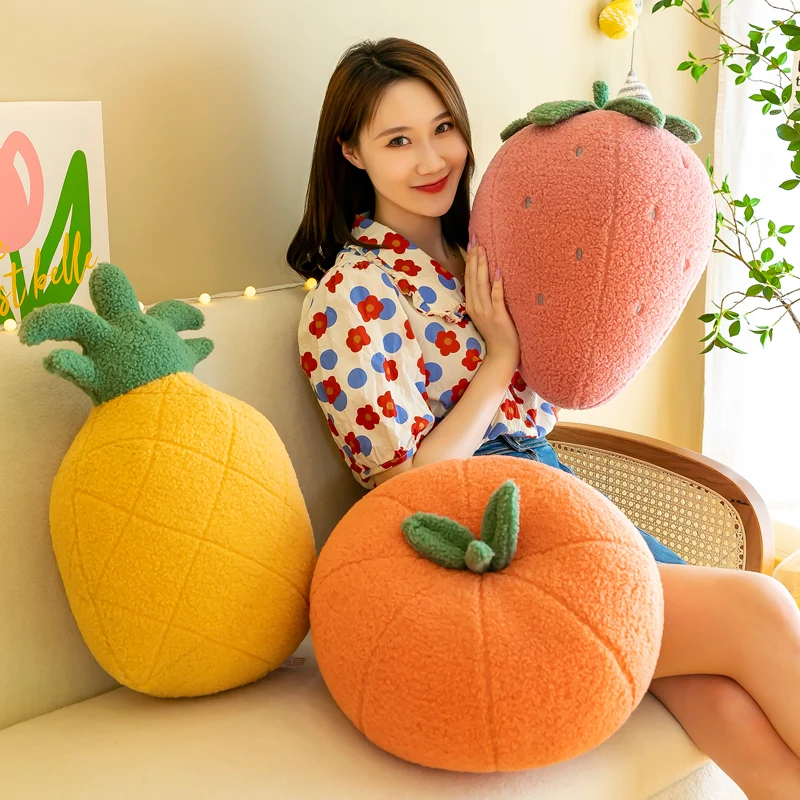 Pillow Soft Pink Strawberry Pineapple Orange Girls Sleep Bedroom Lovely Plush Simple Practical Fashion 2023 New Product