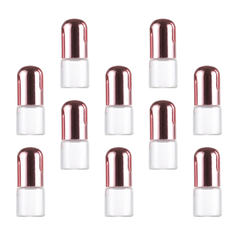 10 قطعة زجاجات دوارة للزيوت العطرية 2 مل حاويات عطور محمولة قابلة لإعادة الملء زجاجية مانعة للتسرب مع غطاء محكم للسفر