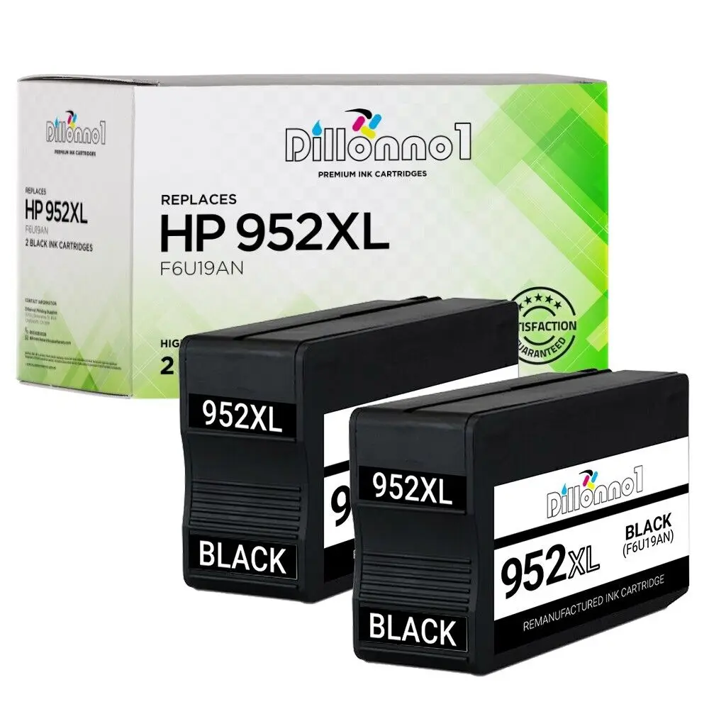 

2 Replacement HP 952XL F6U19AN Black Ink Cartridge for Officejet 7740 8702 8715