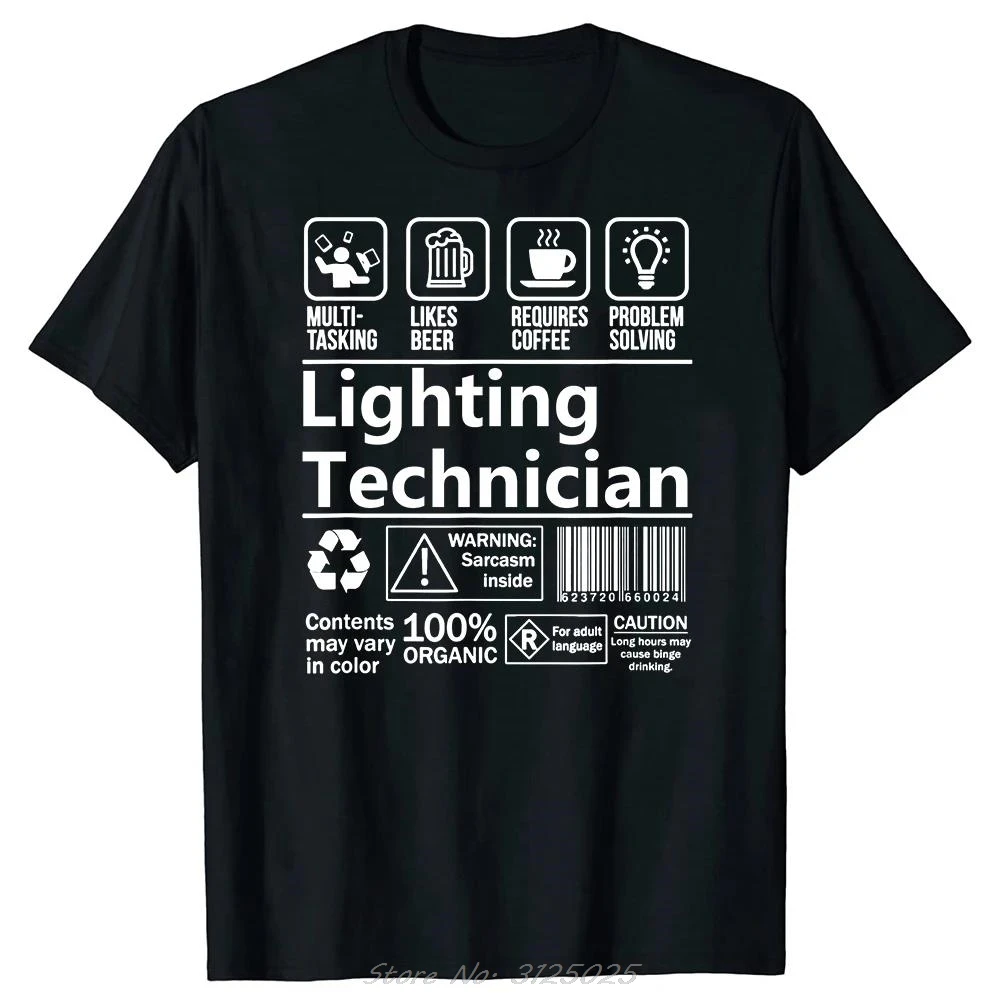 Graphic Oversized T-shirt Summer Beer Coffee Cotton Tshirt Lighting Technician Multitasking Men's Clothing Fitness T Shirt
