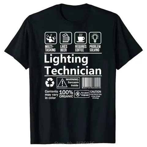 Graphic Oversized T-shirt Summer Beer Coffee Cotton Tshirt Lighting Technician Multitasking Men's Clothing Fitness T Shirt