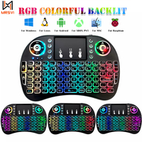 MRSVI I8 Mini Wireless Keyboard 2.4G English Lithium RGB Colorful Backlit Air Mouse with Touchpad for Android TV Box PC