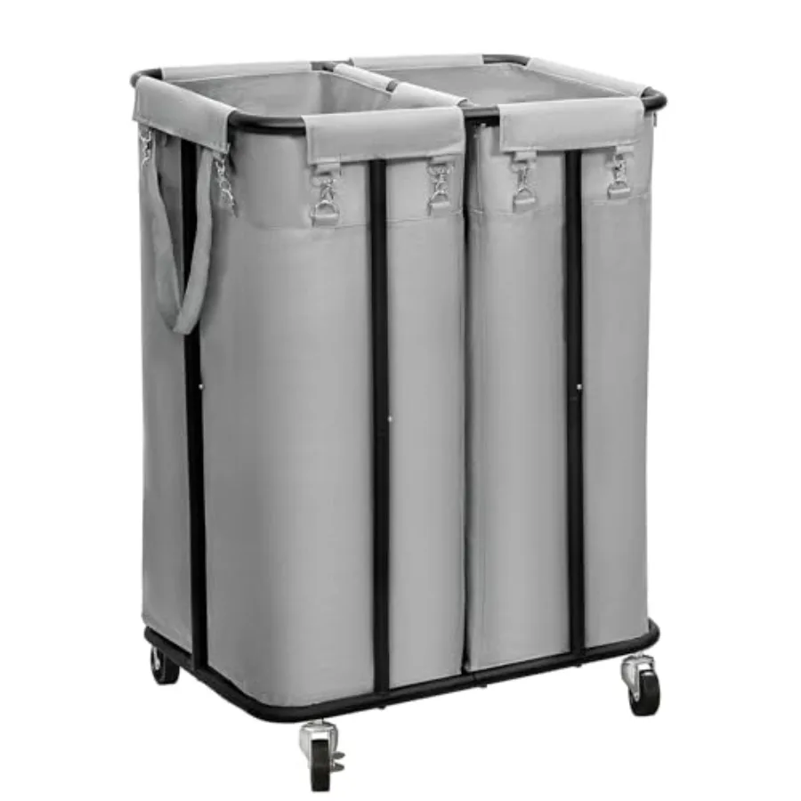 

Double Laundry Hamper with Wheels 170L Rolling Laundry Basket Organizer Laundry Cart with Steel Frame and Removable Bags Large