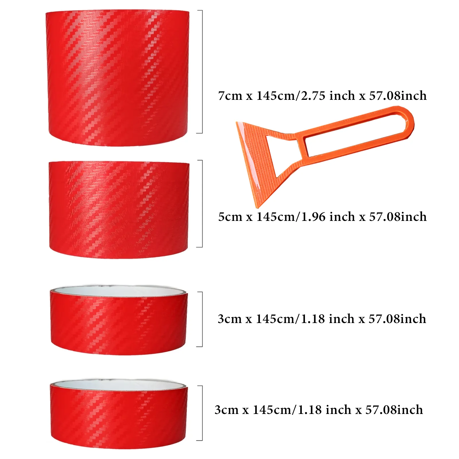 2 rolls of car carbon fiber car threshold protection film, matte red waterproof, scratch resistant and anti-collision film, bump