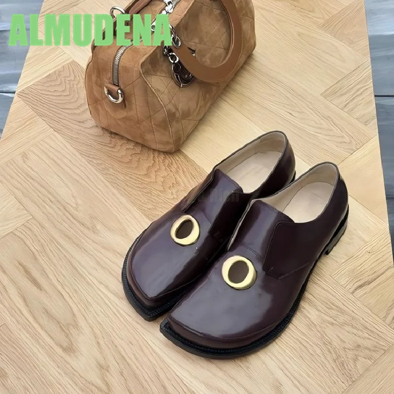 أحذية Lefu ذات شكل خاص لأصابع القدم، نعل سميك جديد، كعب سميك، قدم واحدة، أحذية جلدية مسطحة غير رسمية على الطراز البريطاني #4