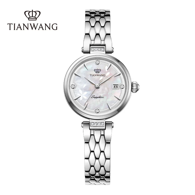 TIAN WANG Women Watches 26mm Dial Fashion Quartz Wristwatches Flower Series Small Petal Ladies Waterproof Stainless Steel Clocks