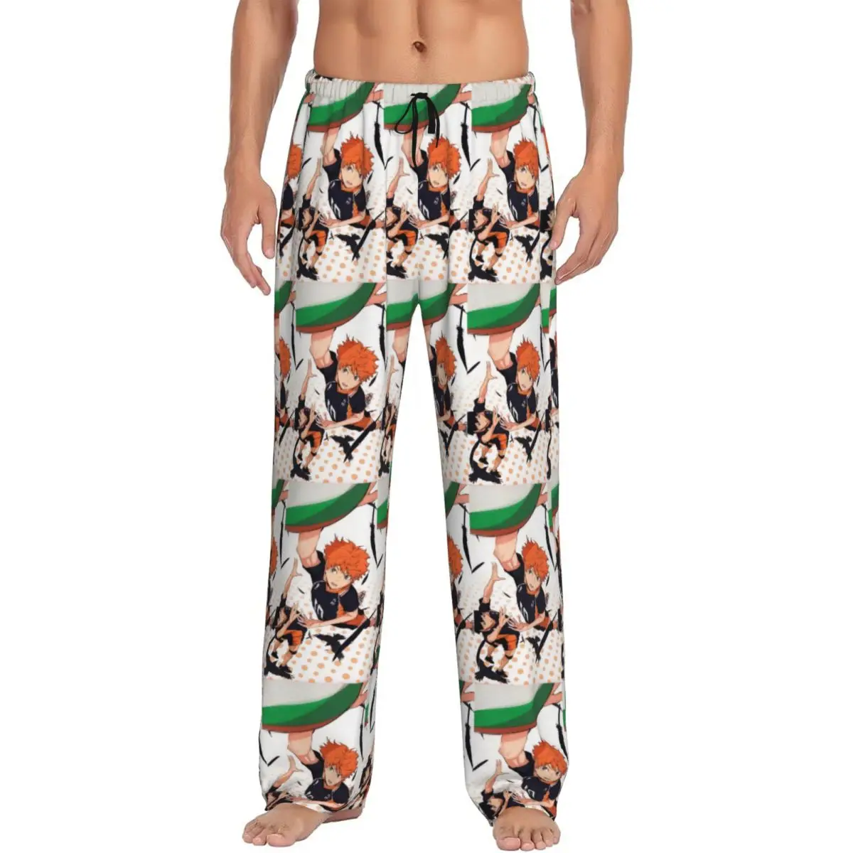 

Пижамные штаны Haikyu Yu Nishinoya на заказ, мужская одежда для сна с эластичным поясом, аниме, манга, штаны для сна с карманами