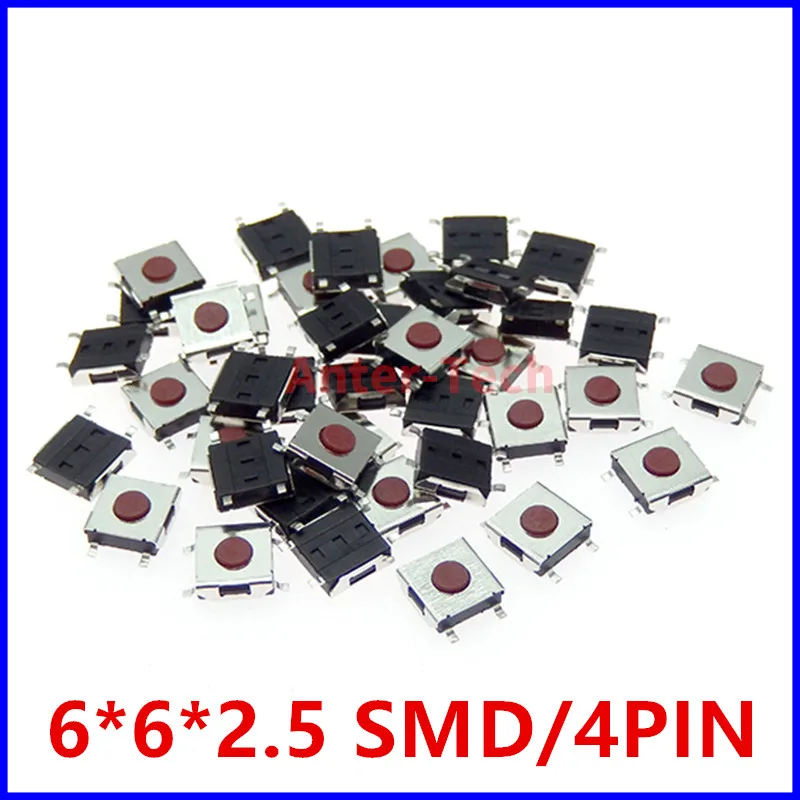 20/100PCS 6*6*2.5 / 3.1 / 3.7 / 4.3 mm SMD Switch 4 / 5 Pin feet Touch Micro Switch Push Button Switches Red 6X6 Tact Switch