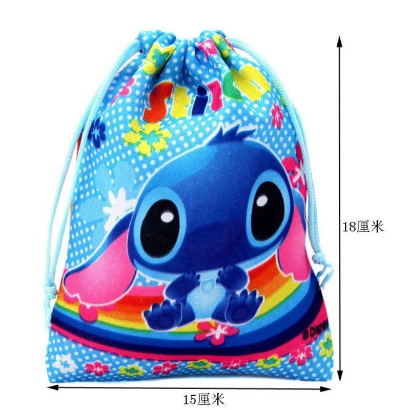 Disney Cute Lilo&Stitch Cartoon Drawstring Pocket Cute Stitch Prints Drawstring Receiving Pocket Item Organizer Book Bag Gifts