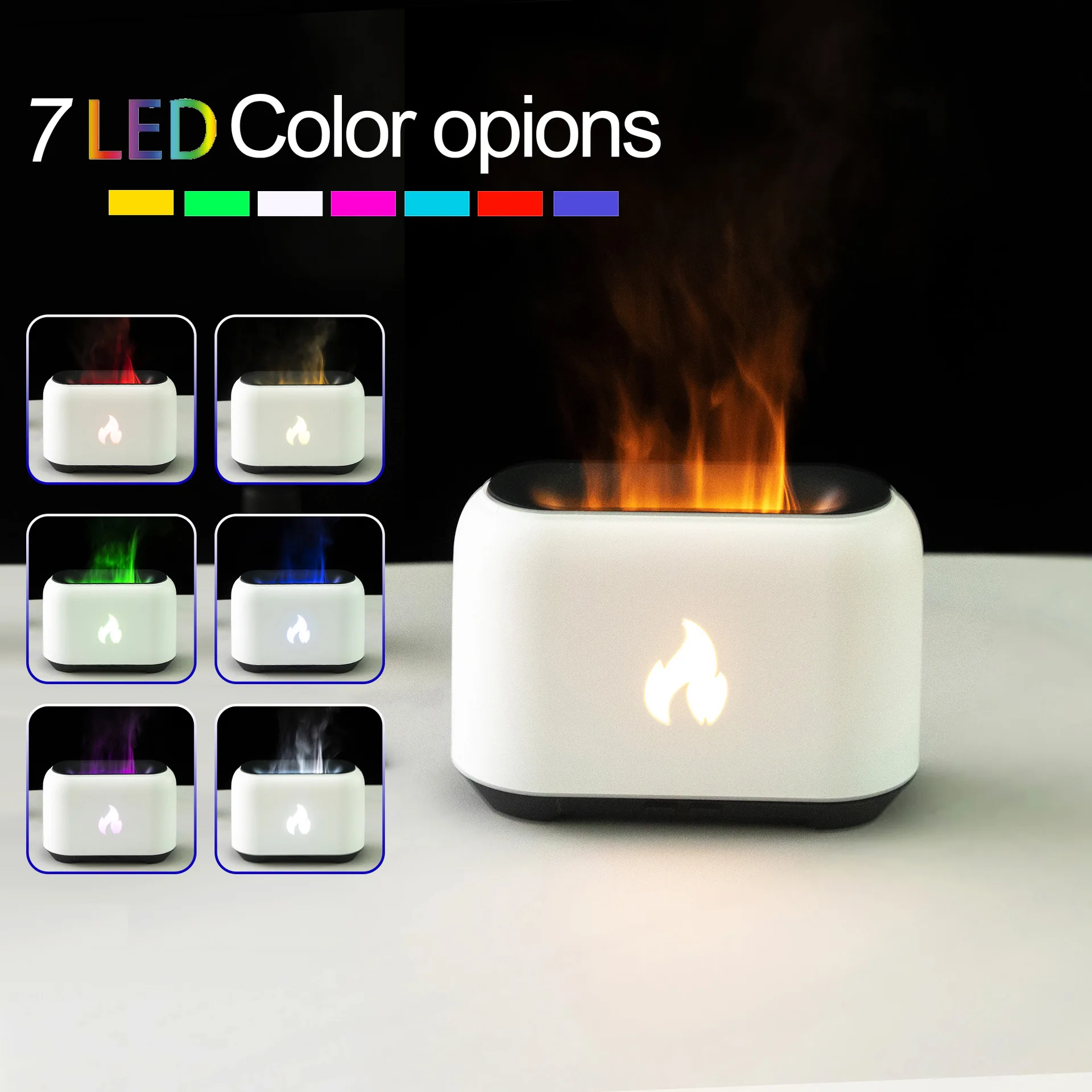 7 Colorful Simulation Flame Diffuser USB Plug-in Fragrance Office Home Flame Humidification Ultrasonic air Diffuser