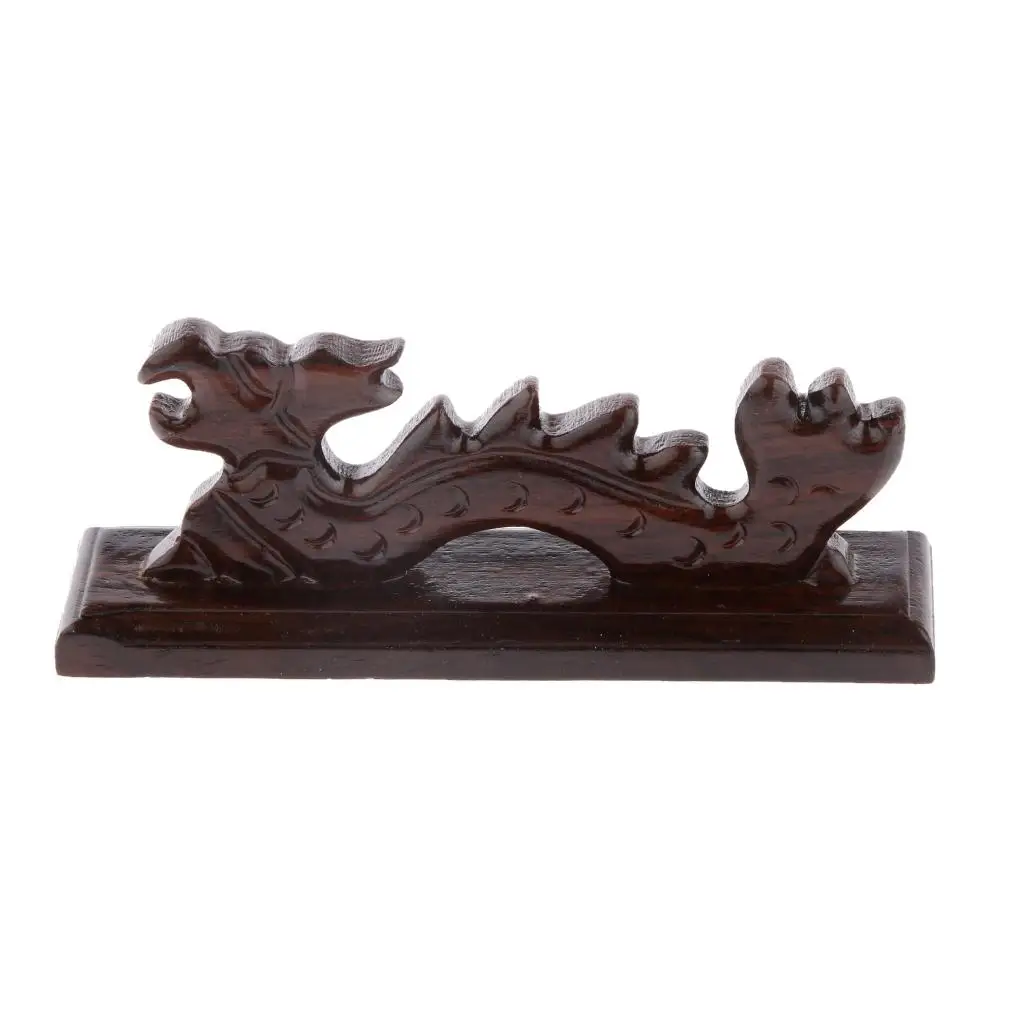 Dragon Shape Calligraphy Brushes Pen Pencil Holder Office Decor Wooden Stand