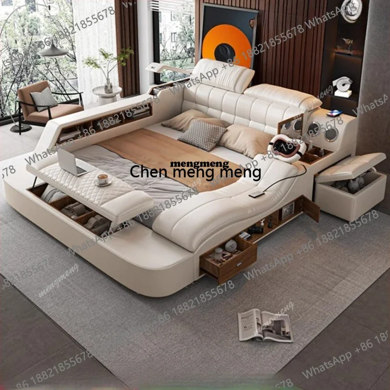 

Upholstered Luxury Headboard Bed Leather Massage Minimalist Storage Bed Modern Tatami Camas De Matrimonio DormitorioX