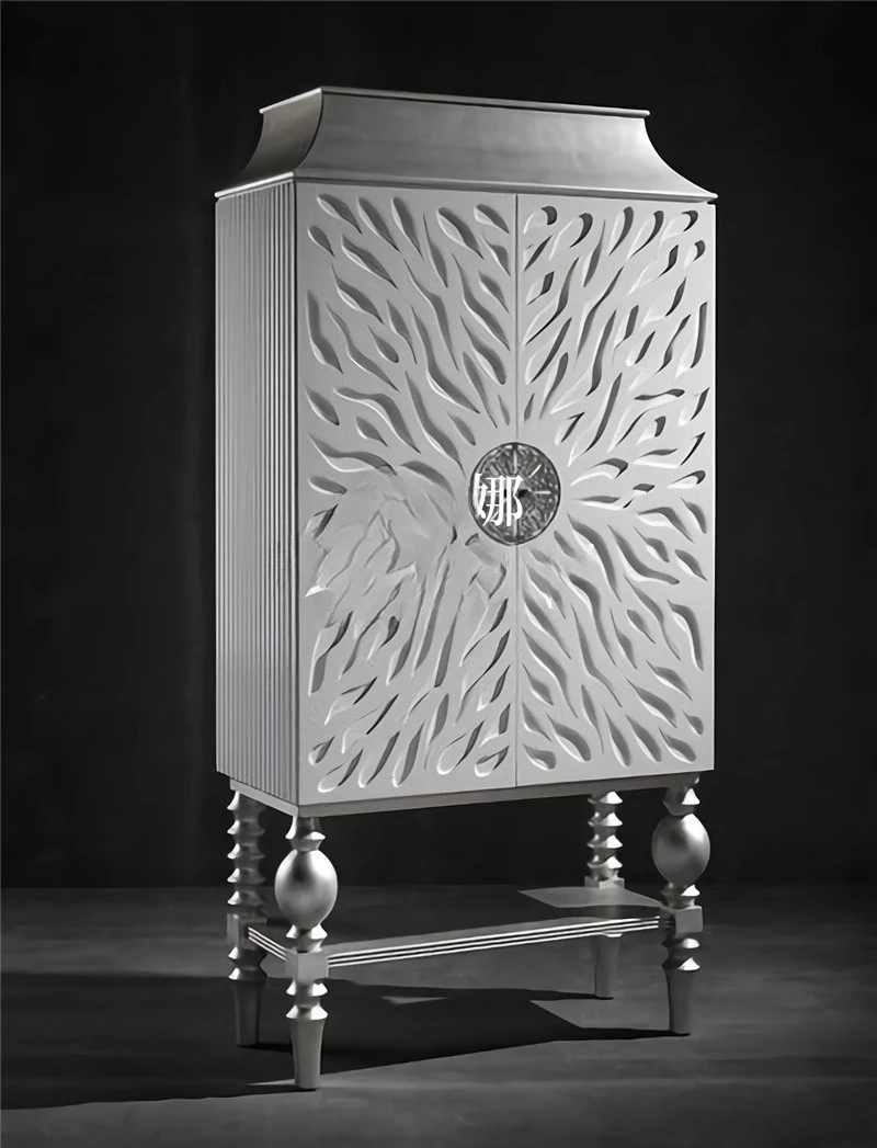 French neoclassical solid wood wardrobe European American carved display cabinet