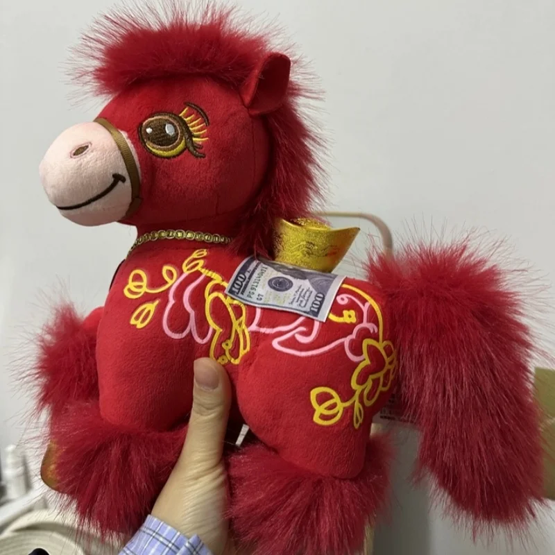 

Новая плюшевая игрушка-лошадка «Удача и успех» 2026 года, красная, для детей, милый подарок на день рождения, для обмена