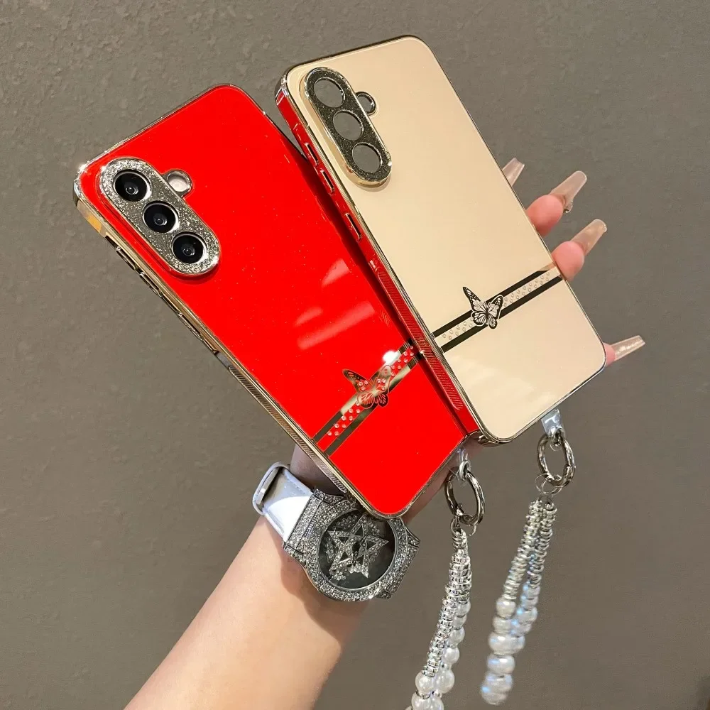 

Pearl Bracelet Phone Cover For Samsung Galaxy A56 A55 A54 A53 A36 A35 A34 A26 A25 A24 A16 A15 A14 A06 4G 5G Case Heart Coque