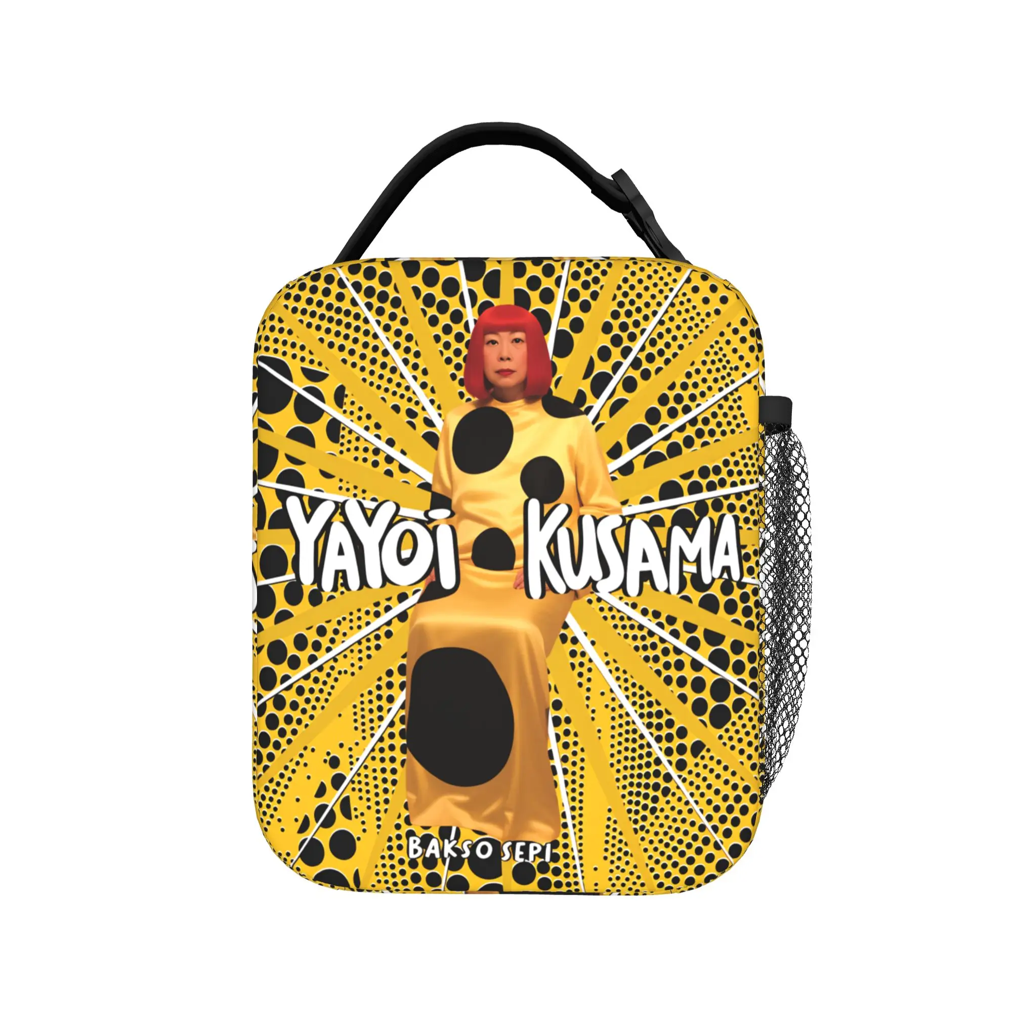 Yayoi Kusama Abstract Face Lunch Bag Japanese Artist Casual Lunch Box For Child  Picnic Cooler Bag Oxford Thermal Tote Handbags