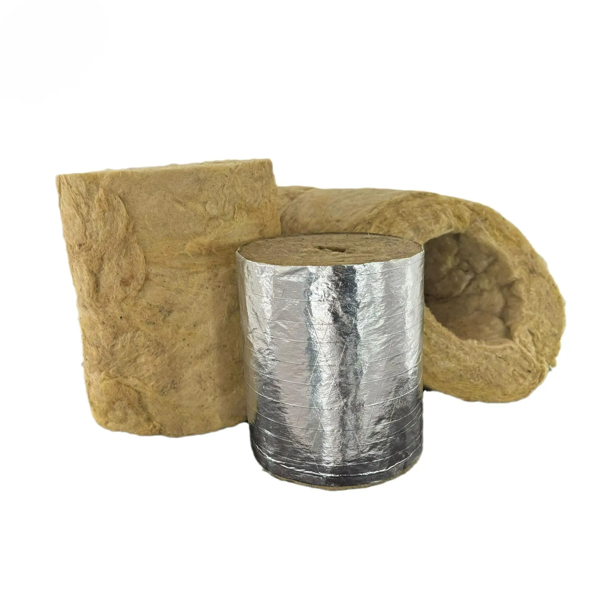 High density rock wool pipe insulation material has the function of fire prevention and water repellency