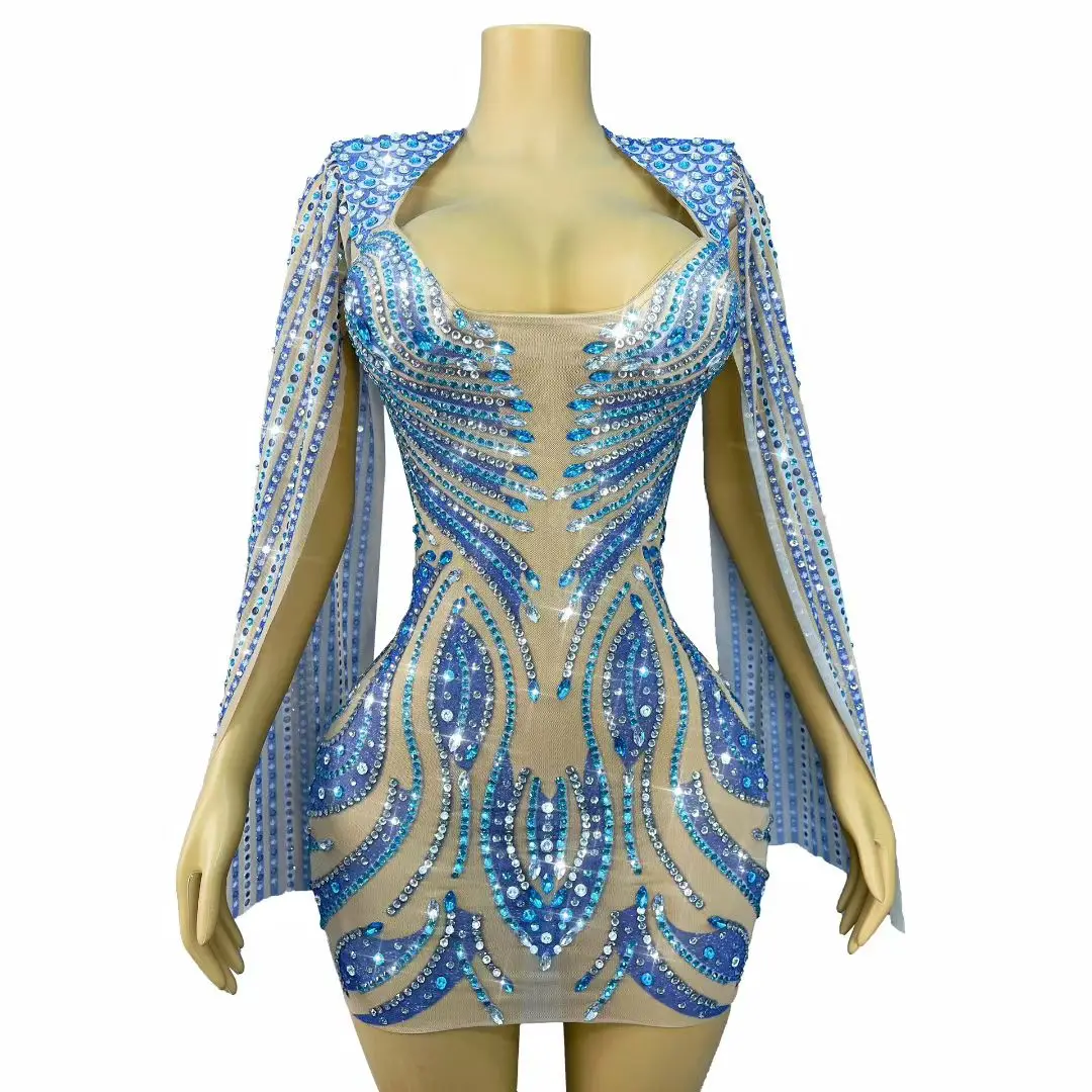 Luxury Deep V Neck Evening Party Crystal Dress Female Dinner Gown Women Sequin Prom Cocktail Bodycon Dress Club Festival Outfits