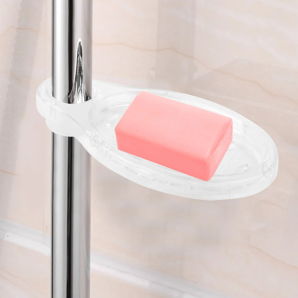 Transparent Round Acrylic Soap Dishes Box Holder Lifting Rod Bathroom Accessories