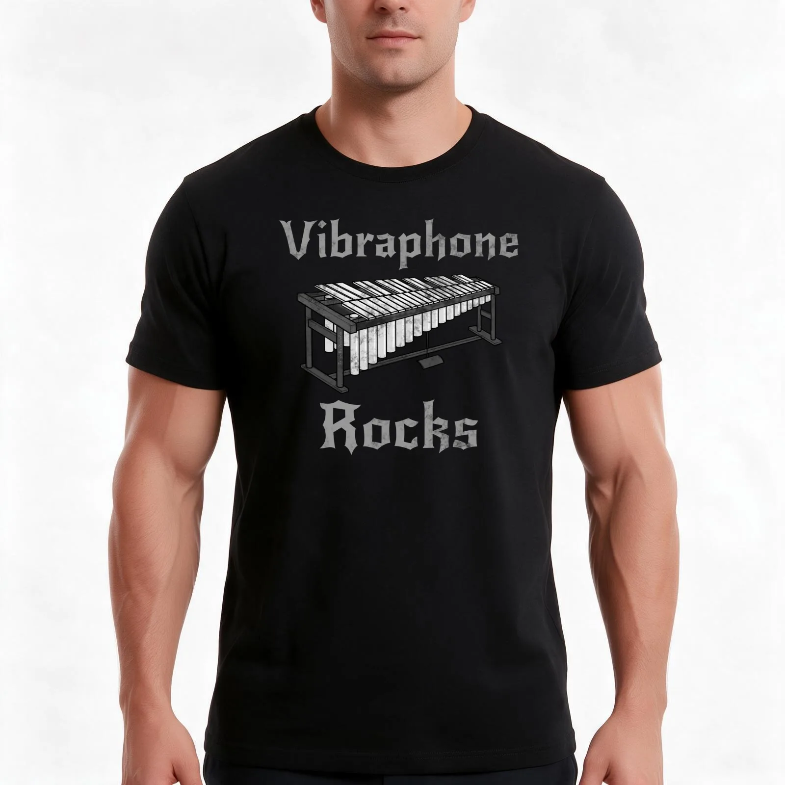 Vibraphone Rocks, Vibraphonist Percussionist Musician Rock Goth T-Shirt, Summer Casual Cotton Tee, Oversized Streetwear Tops