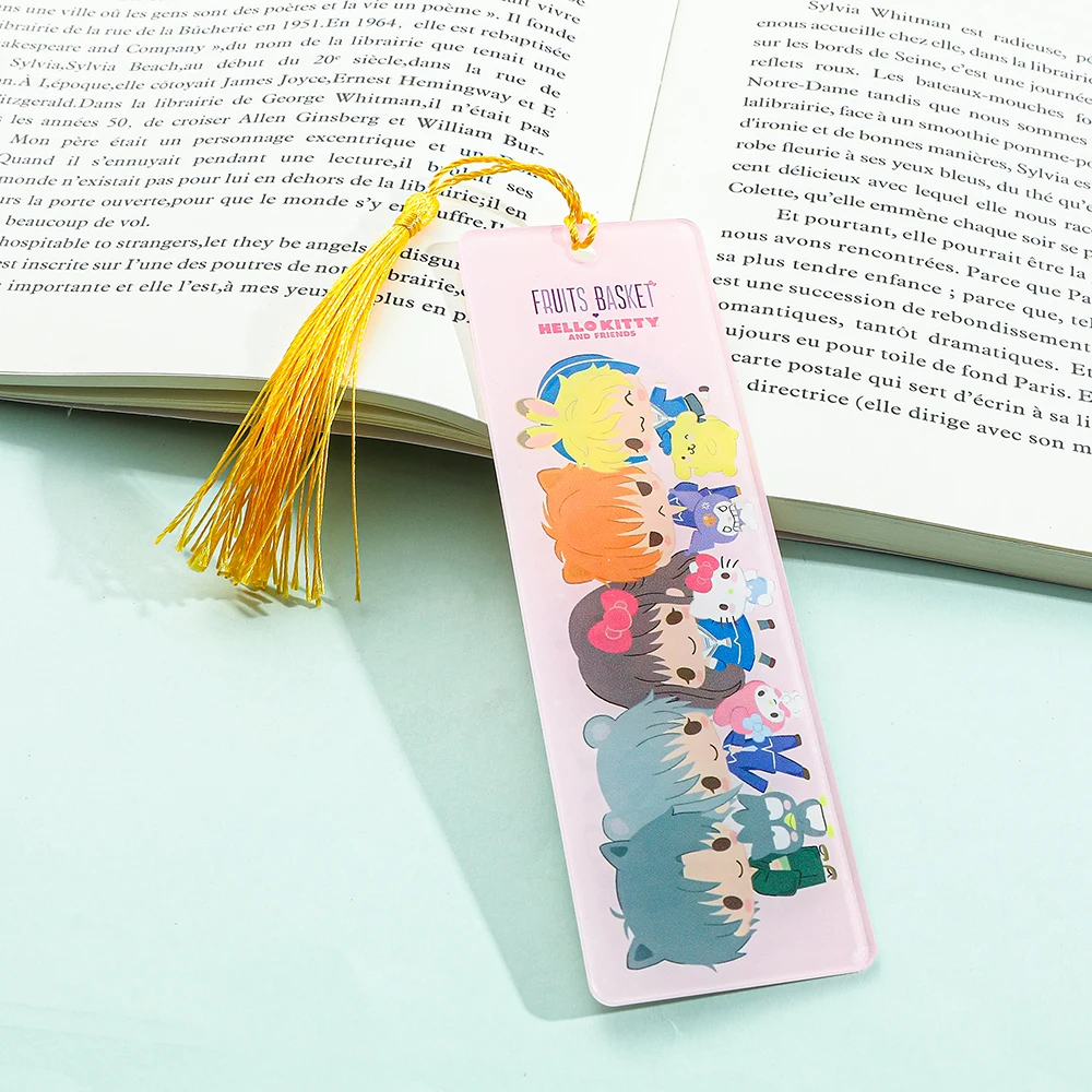 Sanrio series HelloKitty bookmark akrilik rumbai warna-warni bookmark, membaca hadiah untuk Sanrio penggemar, pink hadiah