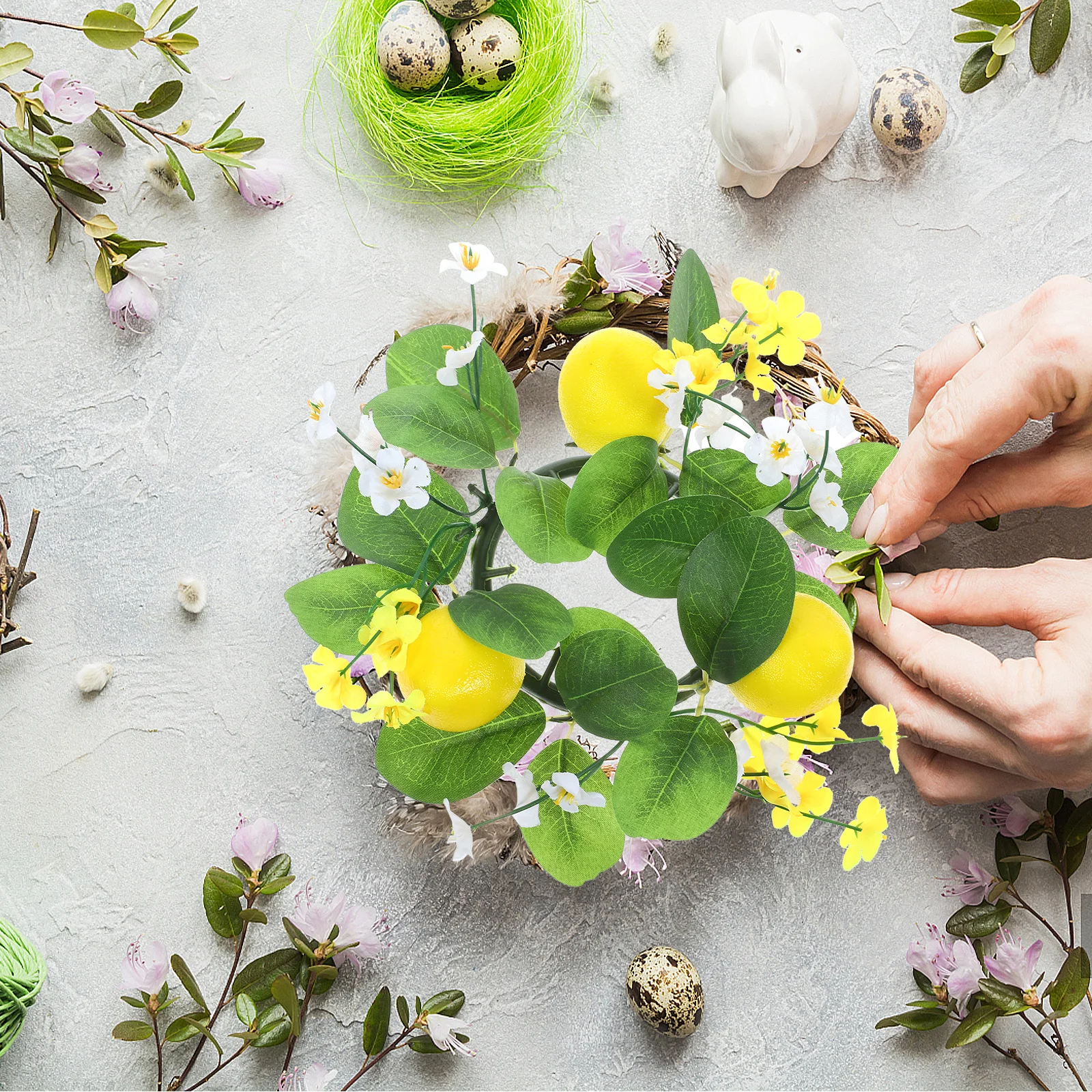 

Wreath Simulation Lemon Home Decor Tabletop Wreaths Ornaments Decorations Plastic Candlestick