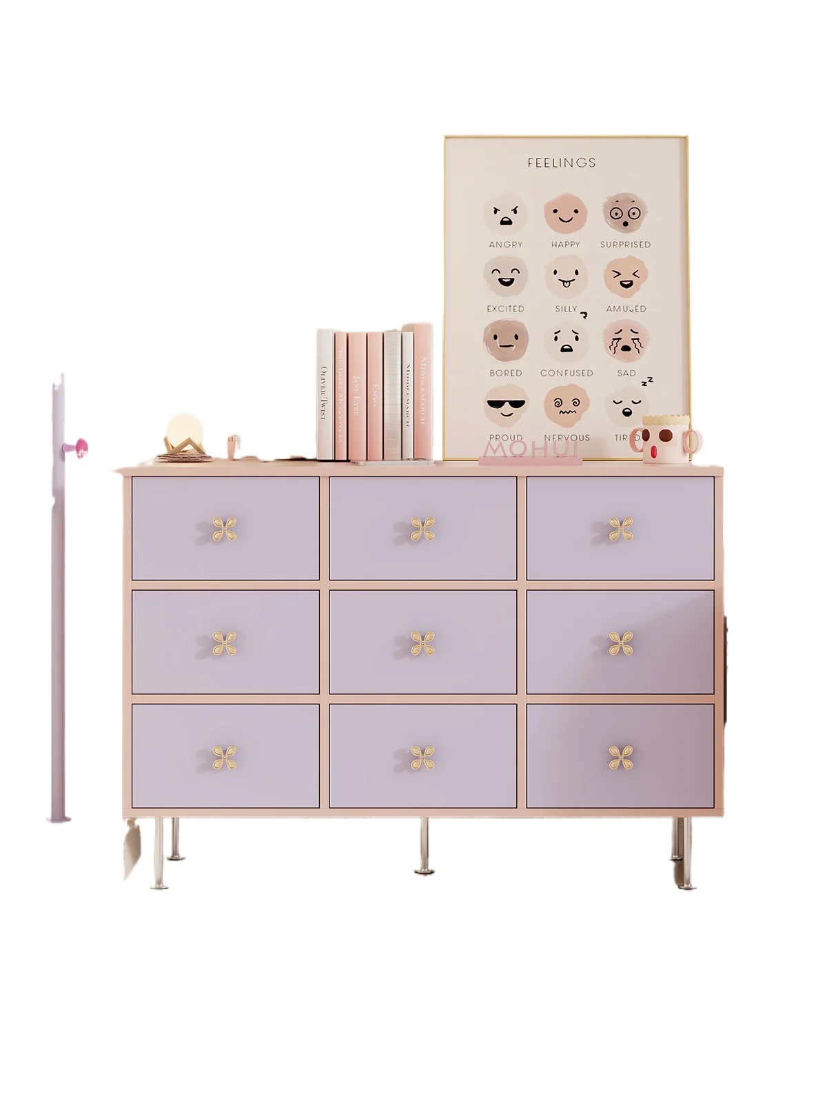 

Dopamine balcony cabinet French cream wind nine chest cabinet household living room locker bedroom bedside storage cabinet