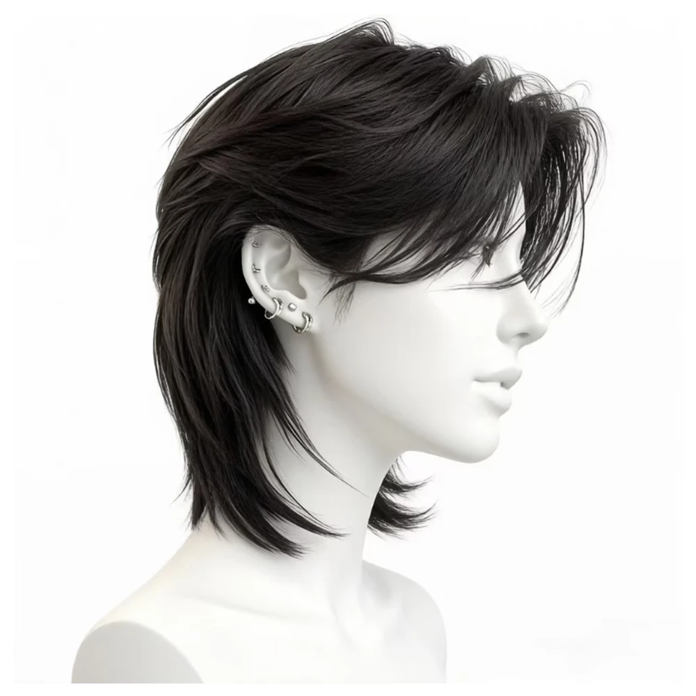 Boy Short Hair Cosplay Death Note Night Moon God Wig Synthetic Fiber Full Hairpiece Festival Party Daily Wear Man Wigs